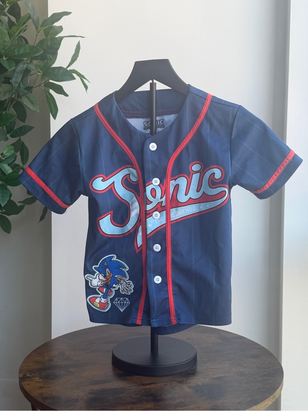 Freeze Sonic Baseball Jersey in Navy and Red Trim